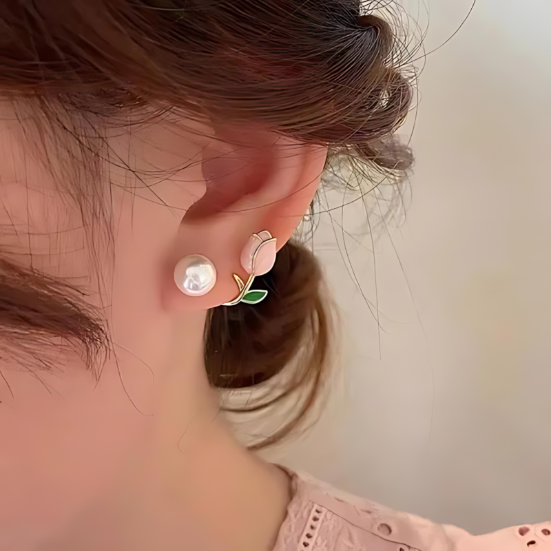 Luxury Flower Pearl Ear Studs - Image 5