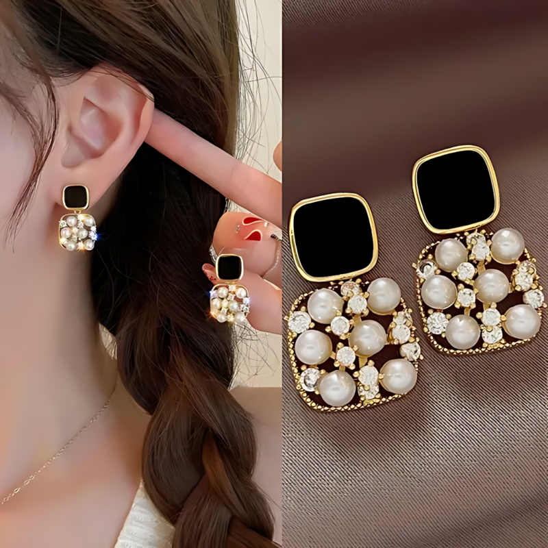 Pearl Rhinestones Earrings - Image 2