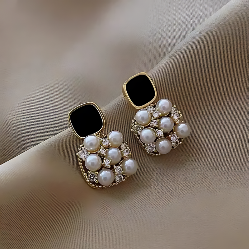 Pearl Rhinestones Earrings