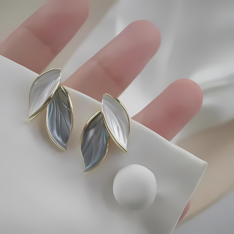 Korean Leaf Shape Studs - Image 3