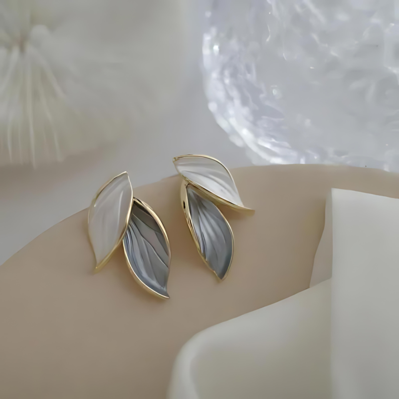 Korean Leaf Shape Studs - Image 2