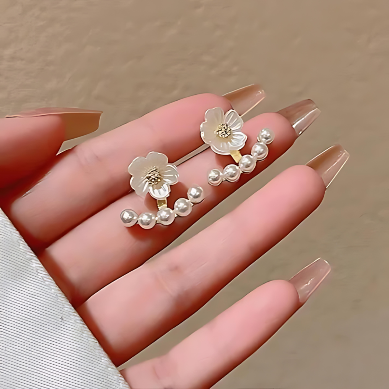 Flower Pearl Ear Studs - Image 2