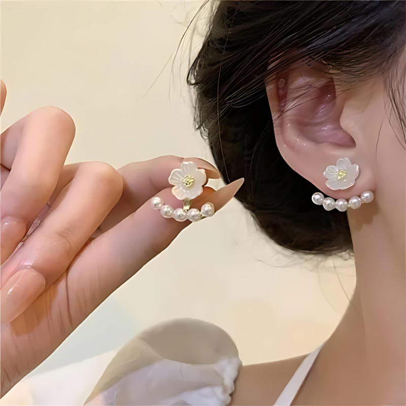 Flower Pearl Ear Studs - Image 4