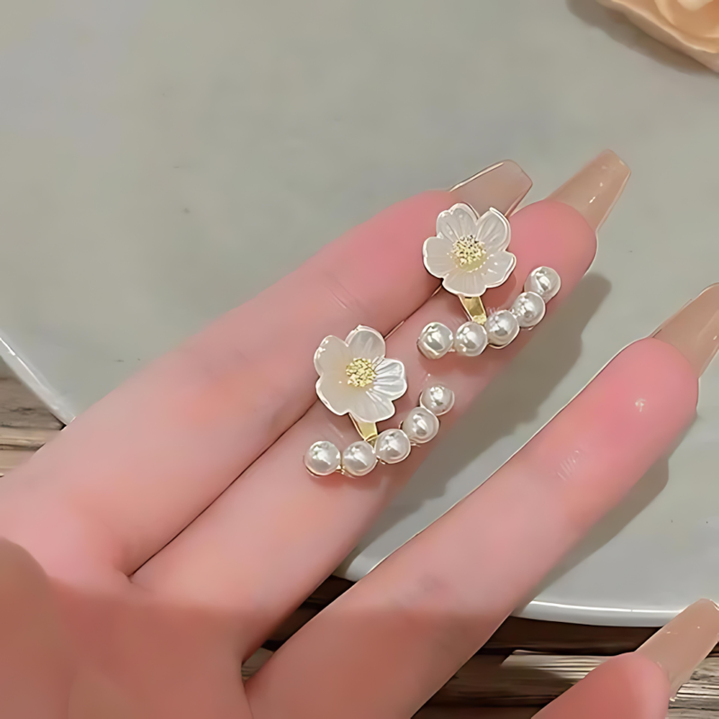 Flower Pearl Ear Studs - Image 8