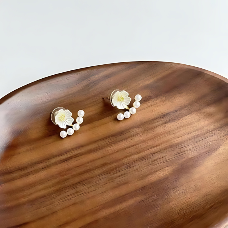 Flower Pearl Ear Studs - Image 7