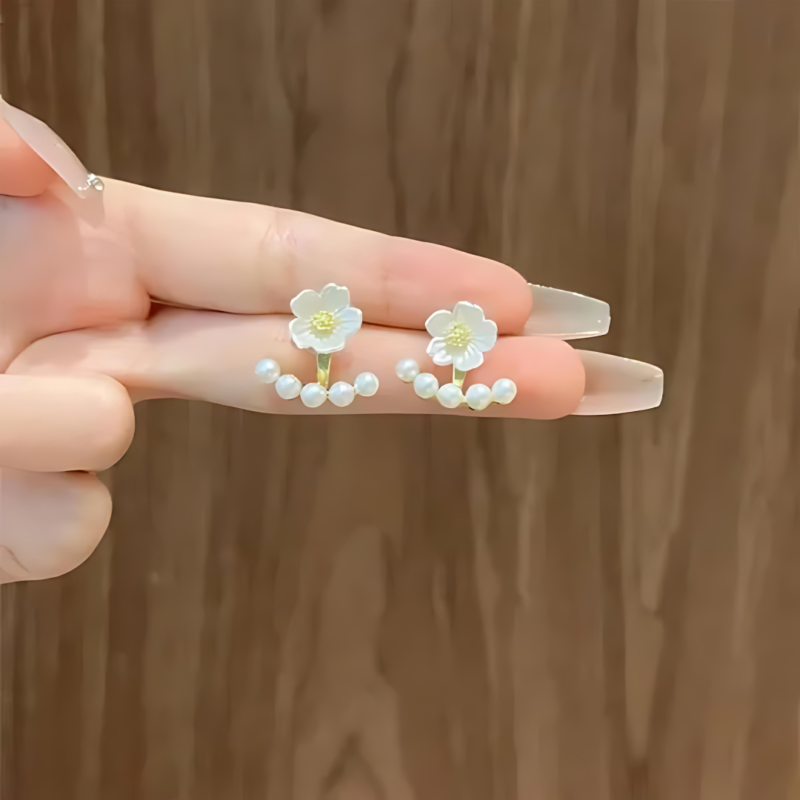 Flower Pearl Ear Studs - Image 6