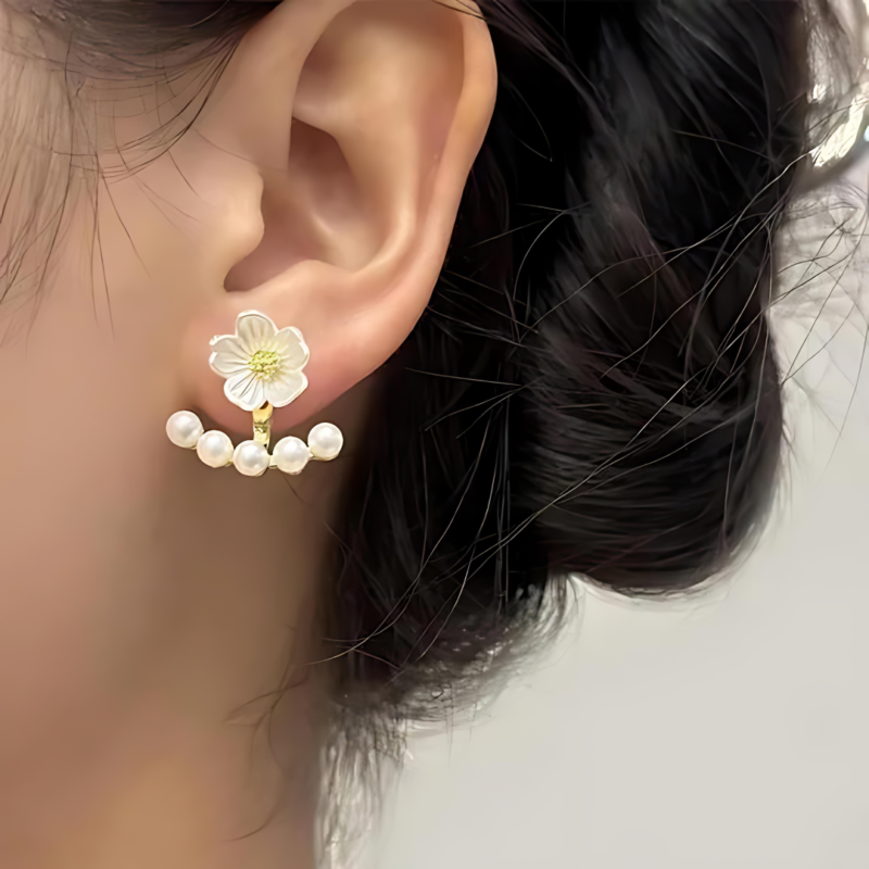 Flower Pearl Ear Studs - Image 5
