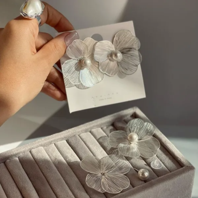 Anti Tarnish Flower Earrings Studs - Image 5