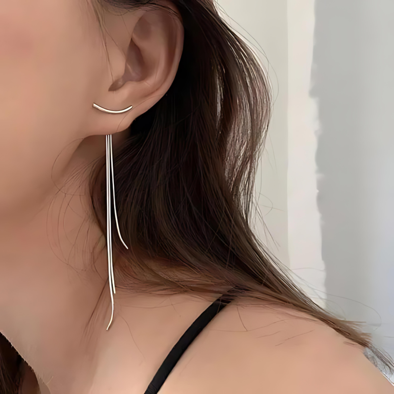 Korean Long Tassel Party Wear Earrings - Image 7