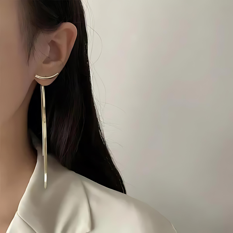 Korean Long Tassel Party Wear Earrings - Image 5