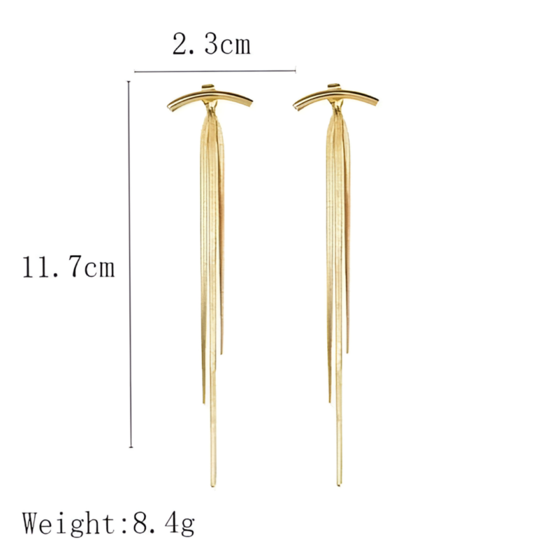 Korean Long Tassel Party Wear Earrings - Image 3