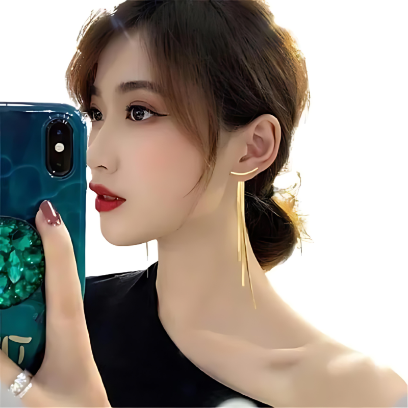 Korean Long Tassel Party Wear Earrings - Image 2